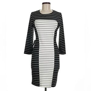 bebe Monochrome Striped Long Sleeve Dress Sz XS